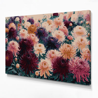 «Botanical Chrysanthemums», art mural sur toile brune