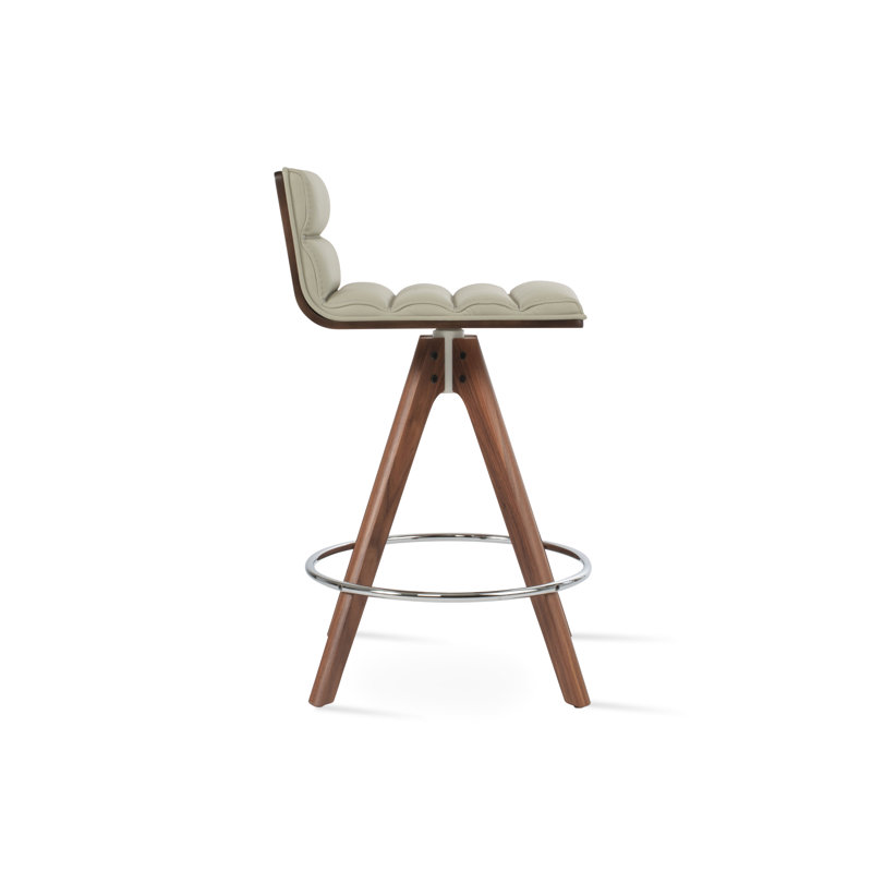 Tabouret de bar et de comptoir Corona Comfort Pyramid, Tabouret de bar (hauteur d'assise de 29,5 po), Cuirette gris pâle