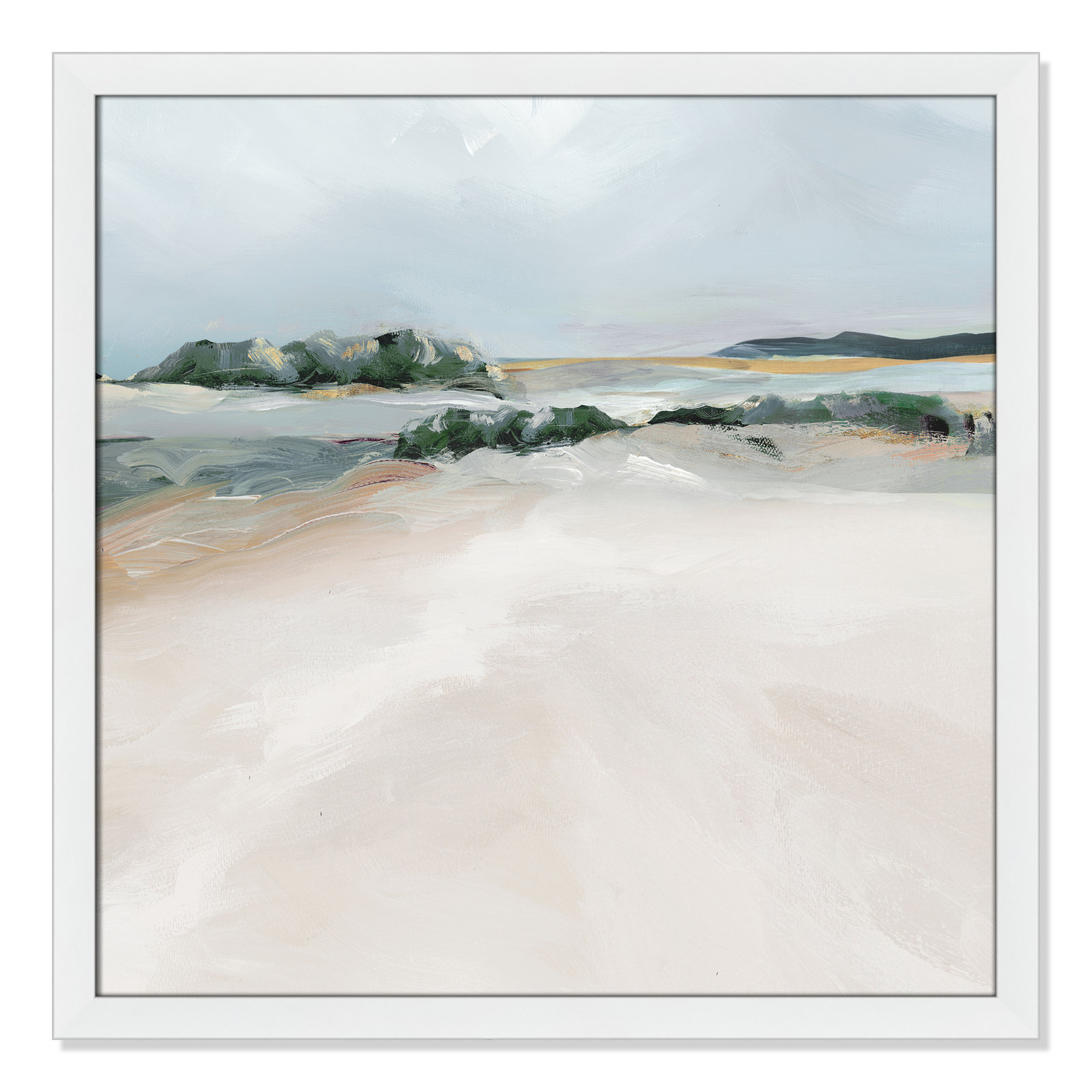 Anelis "Shimmering Path" Painting, 28.5" H x 28.5" W x 1.12" D, White Framed