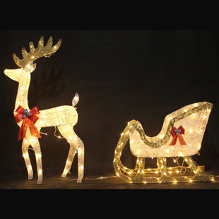 3-Piece Iridescent Reindeer Family - Lighted Deer Set - 210 Lights 52 Buck  44 Doe 28 Fawn - Large Deer Family for Indoor or Outdoor Christmas