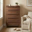 Commode de rangement moderne à 5 tiroirs en noyer de 48 po de largeur pour chambre à coucher