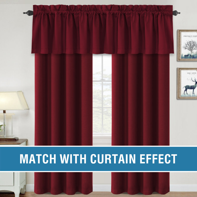 100% Blackout Curtain Valances for Kitchen Windows/Bathroom/Living Room/Bedroom Thermal Insulated Rod Pocket Valances for Windows, 2 Pack