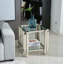 Table de bout carrée 20 pouces, table de bout moderne en acier inoxydable, table basse en verre trempé transparent à deux couches, table d'appoint avec rangement, pour le bureau personnel du salon-2041793229