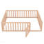 Structure de lit grand lit en bois avec clôture et porte, naturel-1891624643