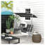 Balancelle de porche Outsunny pour 2 personnes avec support, auvent, table de rangement et porte-gobelets, coussins en polyester gris pour terrasse et jardin