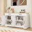 Grand buffet blanc de 54,37 po. 2 tiroirs, 4 portes pour la salle à manger et le salon. Buffet blanc avec finition grain de bois, portes de tiroir de 54,37 po. Multifonctionnel. Fabrication stable et sécuritaire