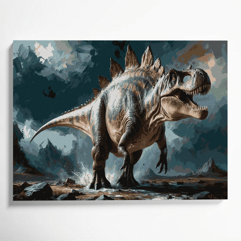 «Dinosaur Spinosaurus», art mural sur toile noire