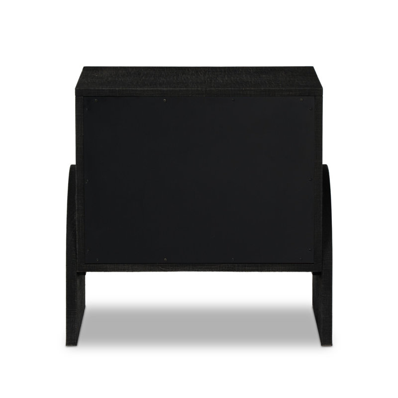 Cressida Nightstand-Ivory Painted Linen, Black Linen