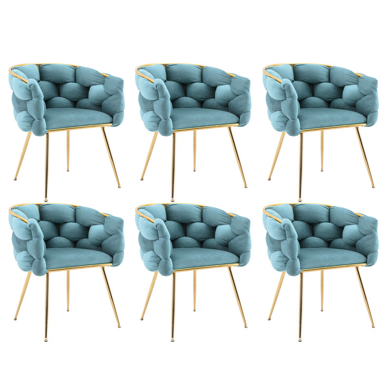 Pegeen 16.9'' H Velvet Upholstered Metal Armchair, Blue