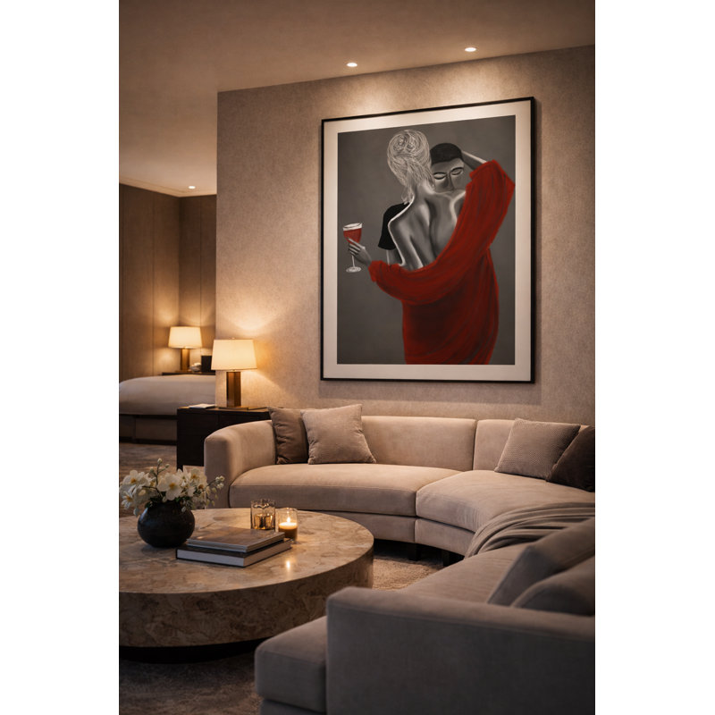 Crimson Vow Framed Canvas Wall Art by Kasian Art Studio - Black Frame, White