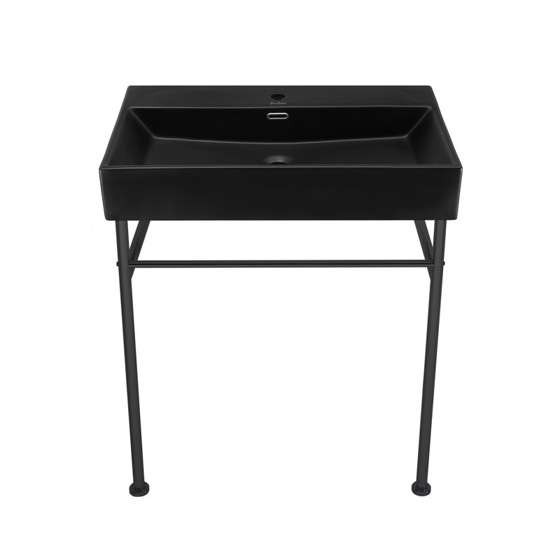 Lavabo console en céramique 30 po Claire, Noir / Noir