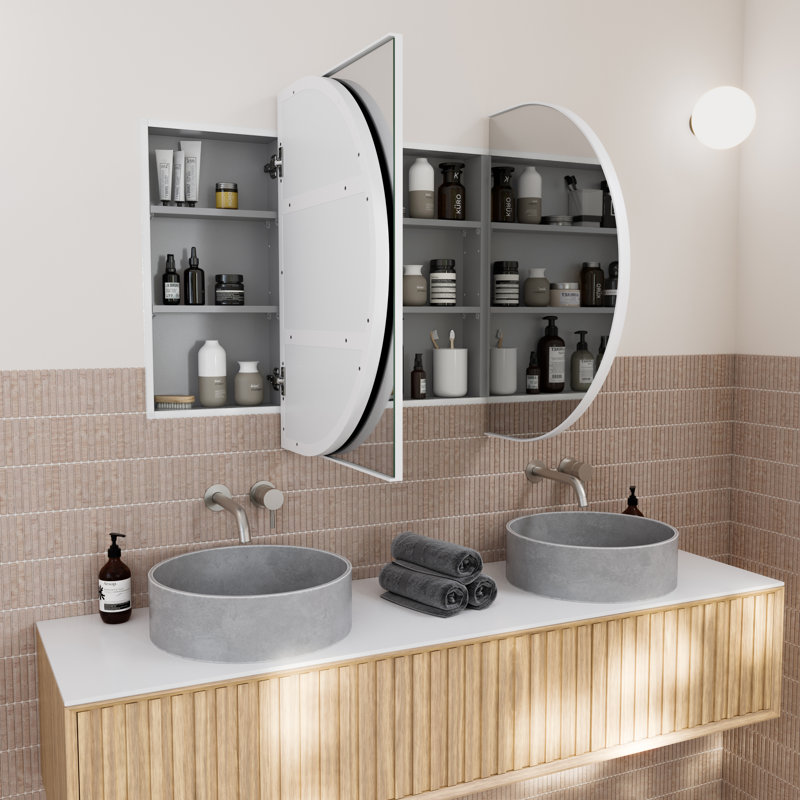 Recessed Framed 2 of Doors Medicine Cabinet with Adjustable Shelves, White