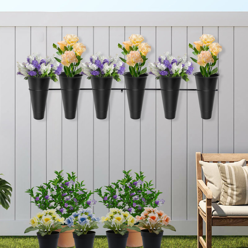 Présentoir à fleurs avec seaux 6 pièces