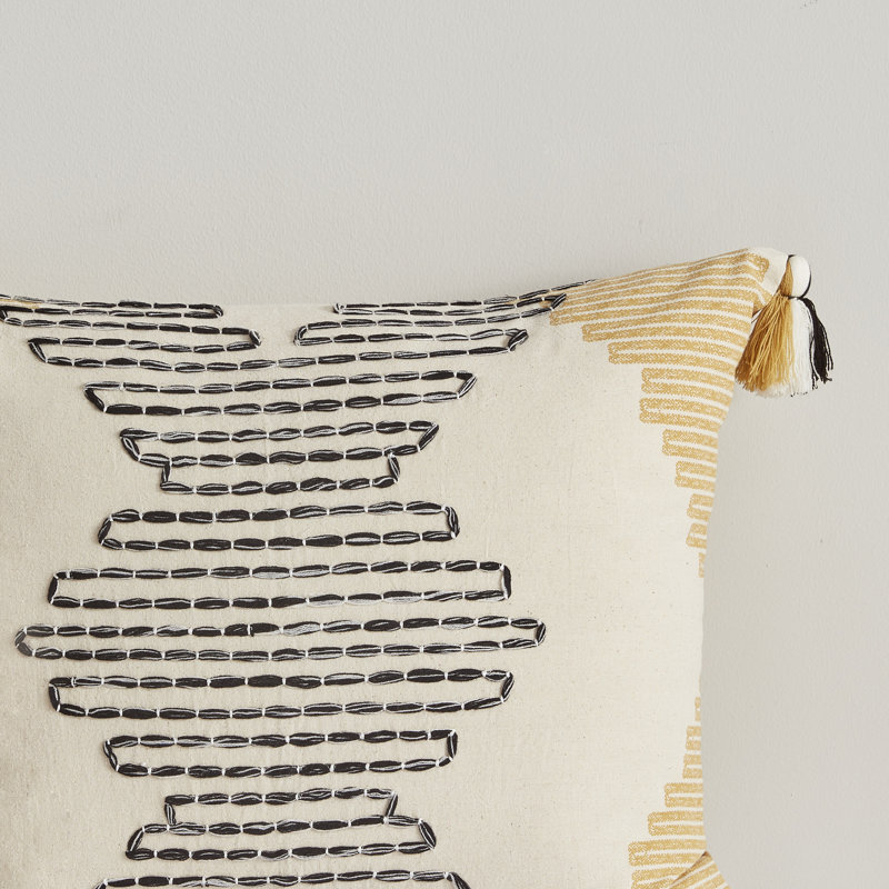 Full/Queen Yellow Cotton Duvet Cover Set with Tassels