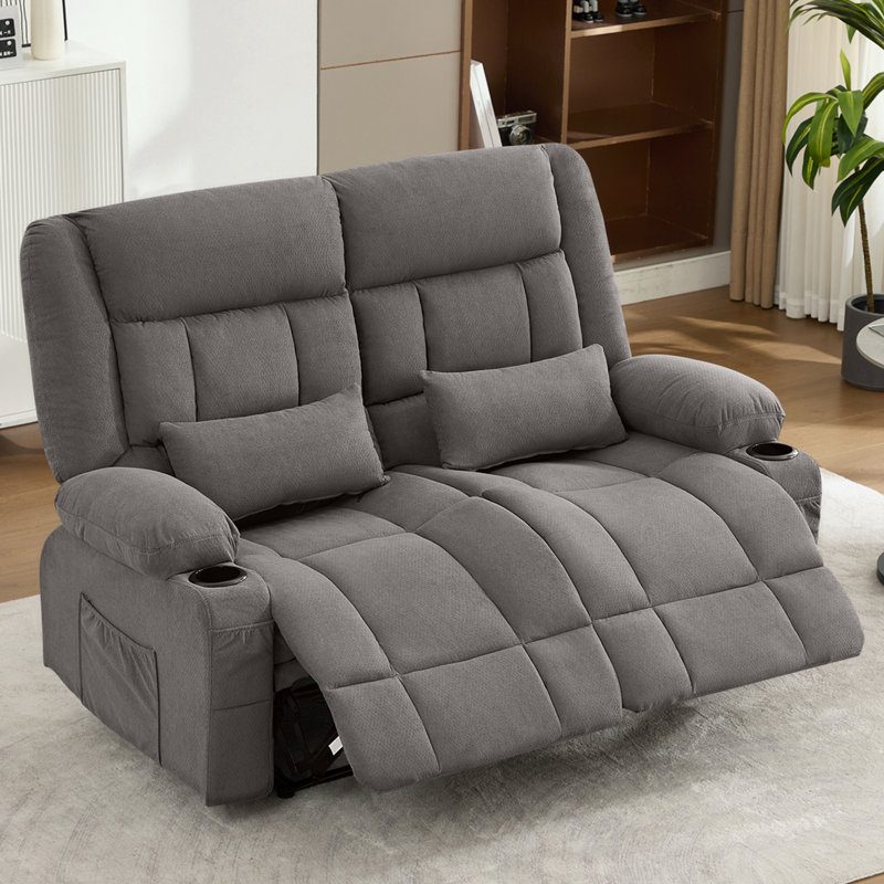 Causeuse inclinable avec porte-gobelets et poche latérale, Gris