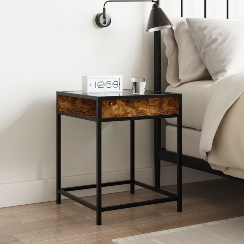 Adisan 40cm W Bedside Table, Smoked Oak