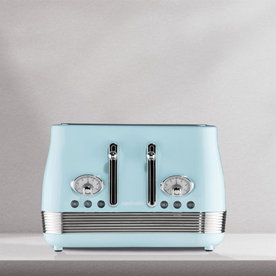 Daewoo Denver 4 Slice Wide Slot Stainless Steel Toaster Retro Vintage 6 Level