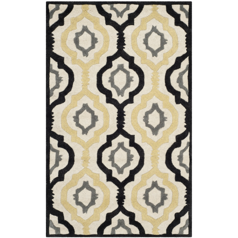 Carolene Hand Tufted Wool Geometric Rug, Rectangle 3' x 5'