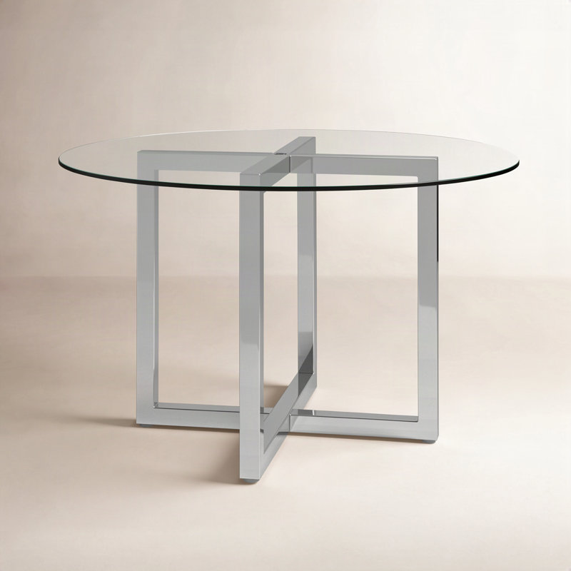 Dern Glass Round Dining Table, Standard (30" Height), 48" W x 48" L