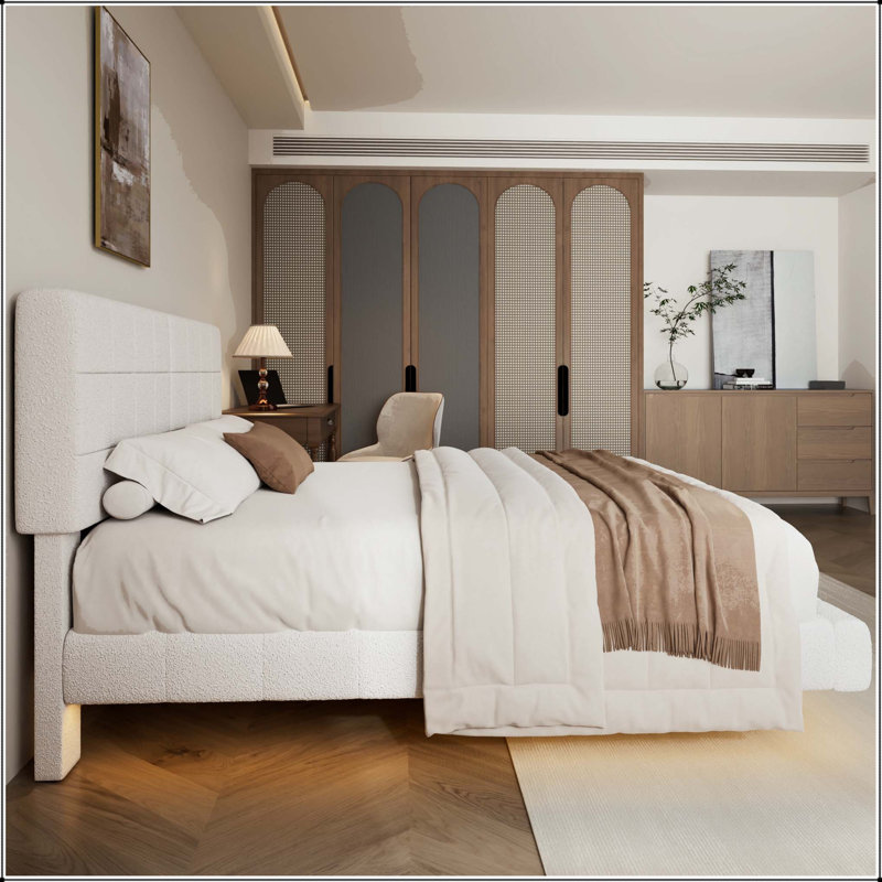Lit flottant avec lumière White Boucle, Grand lit