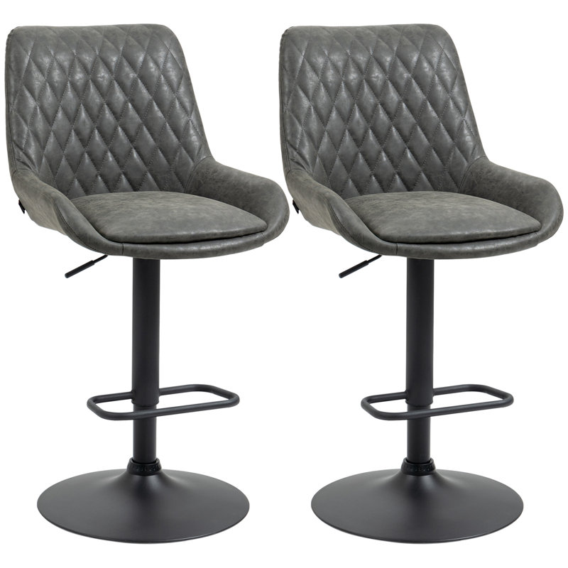 Swivel Upholstered Adjustable Height Counter Stool with Metal Frame