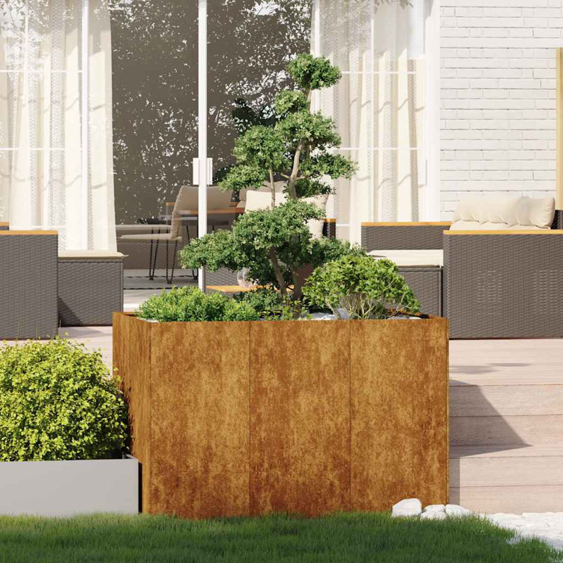 Metal Planter Box, Brown, 31.50" H x 47.24" W x 31.50" D