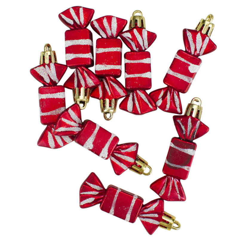 8Ct Red And White Peppermint Shatterproof Christmas Ornaments 2.25"