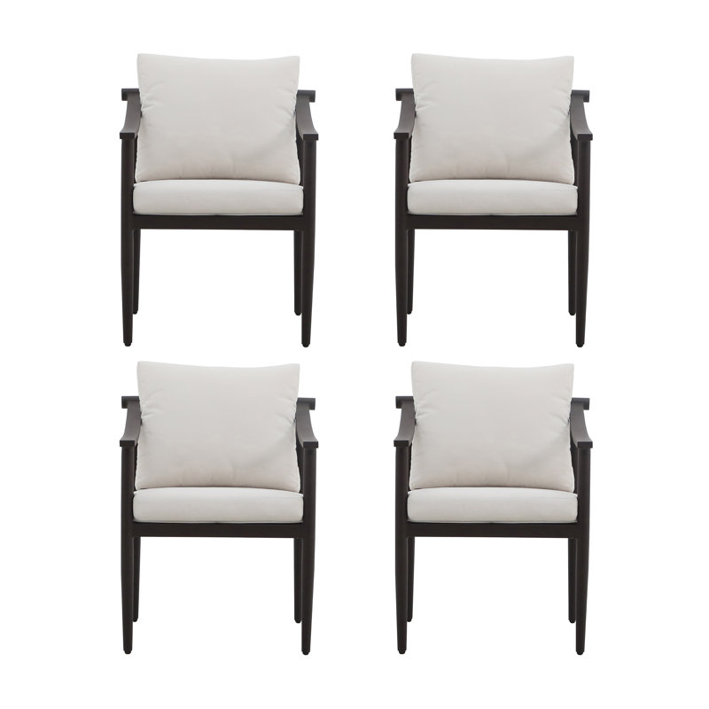 Ensemble de 4 chaises de patio en métal et polyester Orlando, Ivoire ivoire
