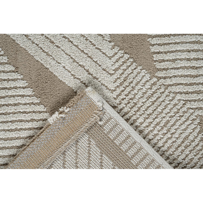 Power Loom Polypropylene Beige Rug, Rectangle 160 x 230 cm