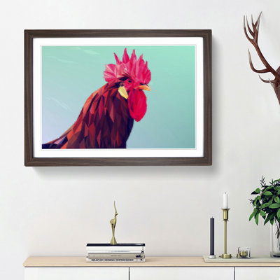 Geometric Rooster in Abstract - Framed Print