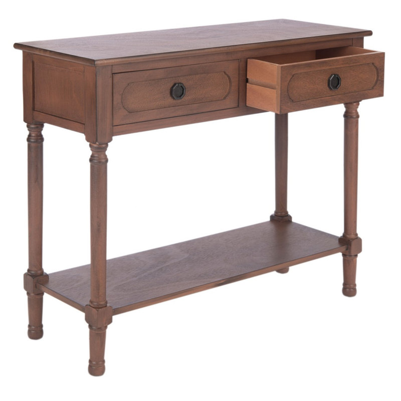Console élégante de 35,5 po Padula - Table d'appoint rustique avec ton neutre pour salon, bureau, Brun