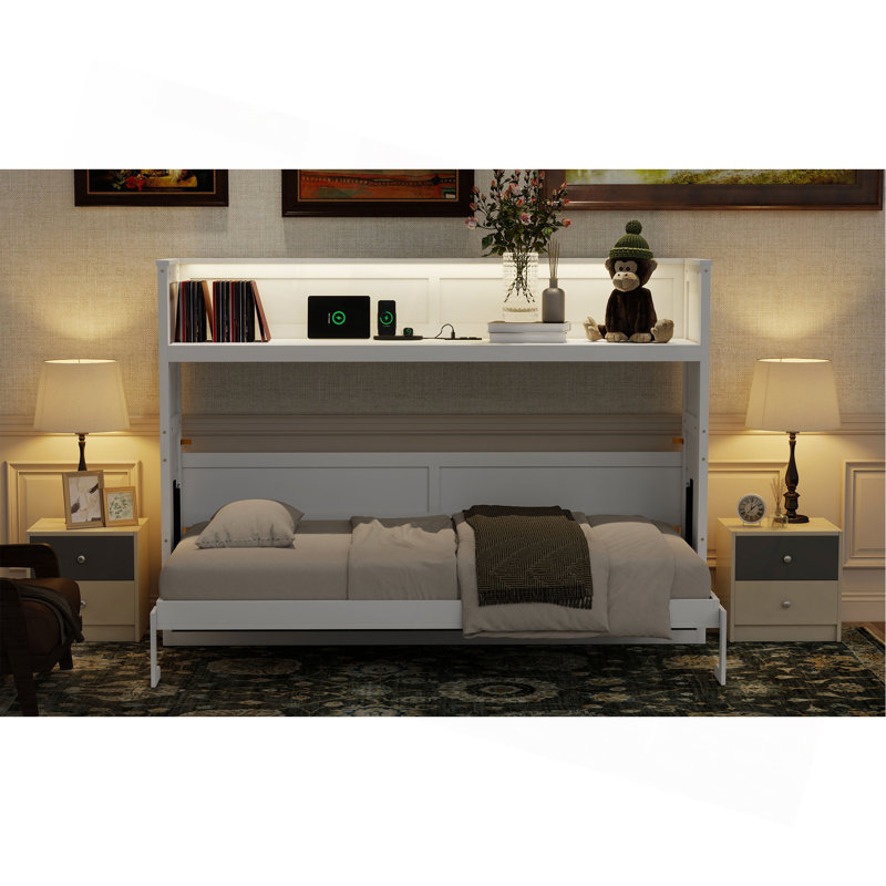 Lit escamotable polyvalent avec bureau et station de charge avancée pour optimiser l'espace