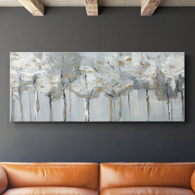 Silver and Gold Tree Line- Gallery Wrapped Canvas -Ready to Hang