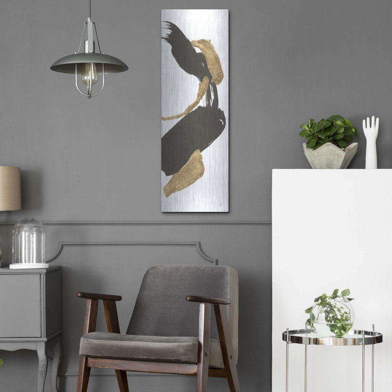 Art mural en métal Wrought Studio ™ «Bold Gold Tall 4» par Chris Paschke, H 36 po x l 12 po