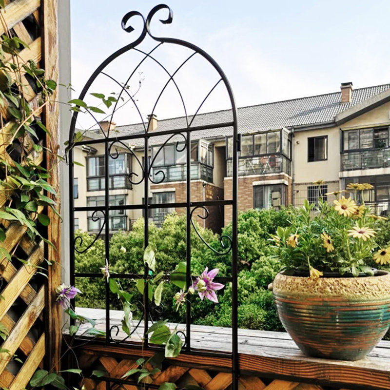 71 treillis de jardin en métal 71 po x 19,7 po, support pour plantes d'extérieur rouille, noir, assemblage simple, treillis galvanisé en tube 4 antirouille, facile à installer, matériau robuste
