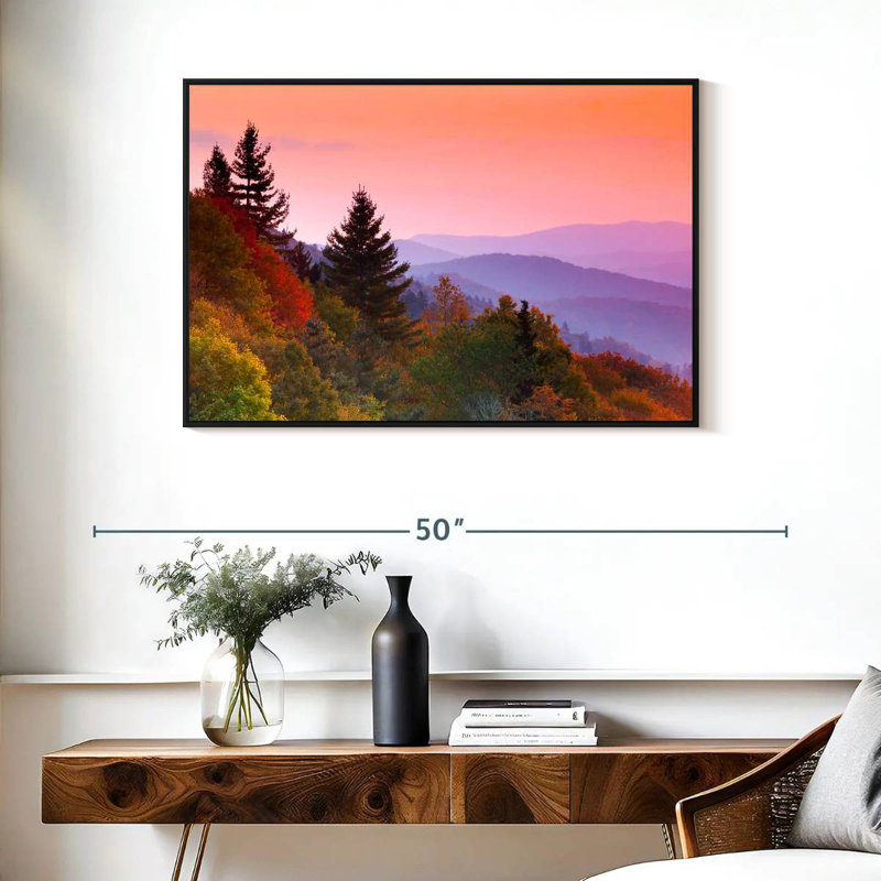 Automne lever de soleil, Cadre flottant noir, 37 po x 25 po