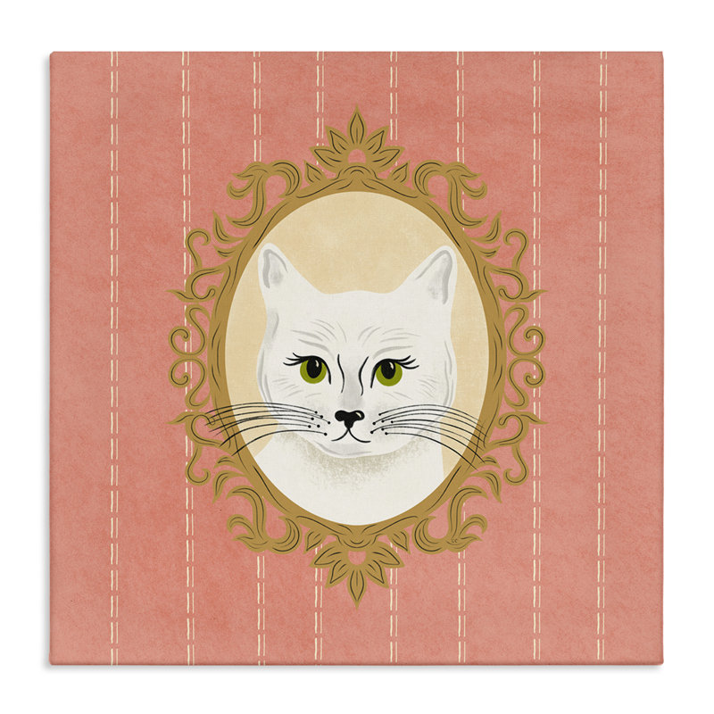 «White Cat Portrait» par Carrie Cantwell, H 24 po x l 24 po