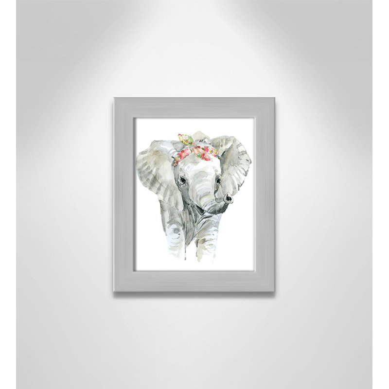 «Savannah Elephant», art encadré, H 10 po x l 8 po x P 0,63 po, Cadre argenté