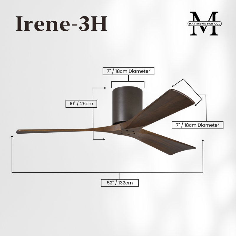 Irene Ceiling Fan, Textured Bronze, Walnut Tone, 52"