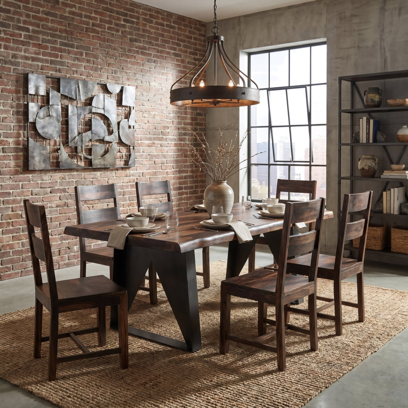 Chaliyah 6 - Person Solid Wood Top Double Pedestal Dining Set, Walnut