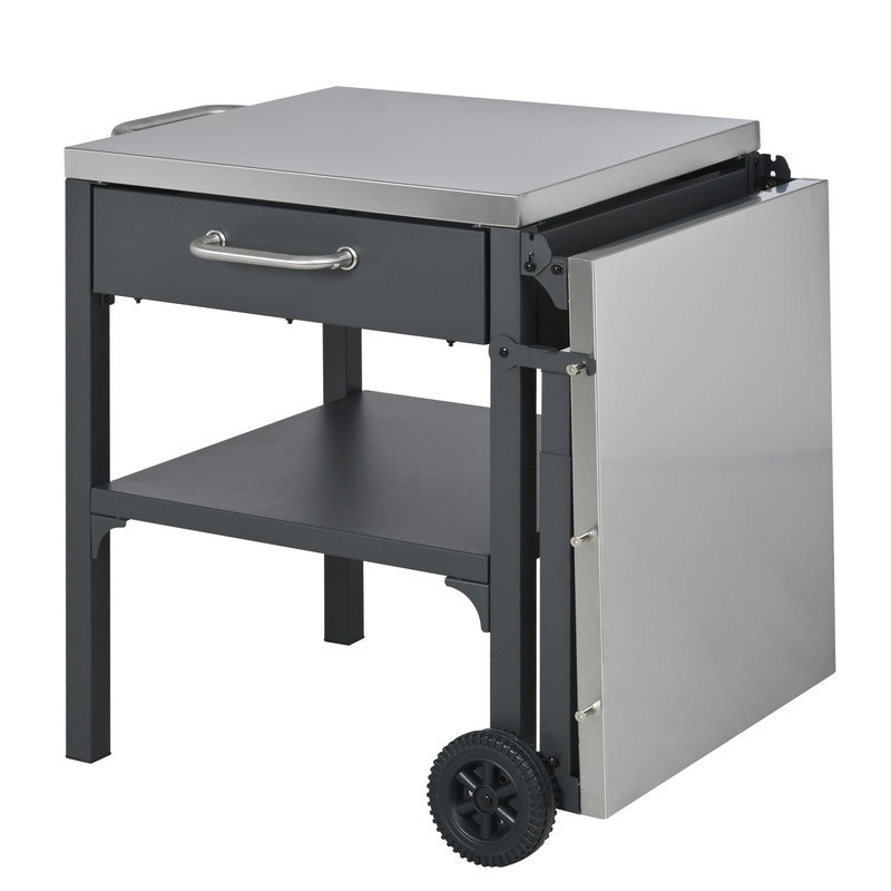 Chariot de cuisine pour l'extérieur avec chariot pliable et station de préparation, Gris