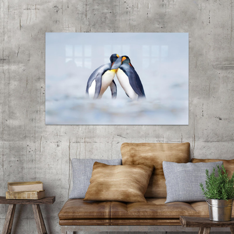 Élégant art mural en verre trempé à thème de pingouin parfait pour la décoration intérieure et cadeau idéal pour les amoureux des animaux