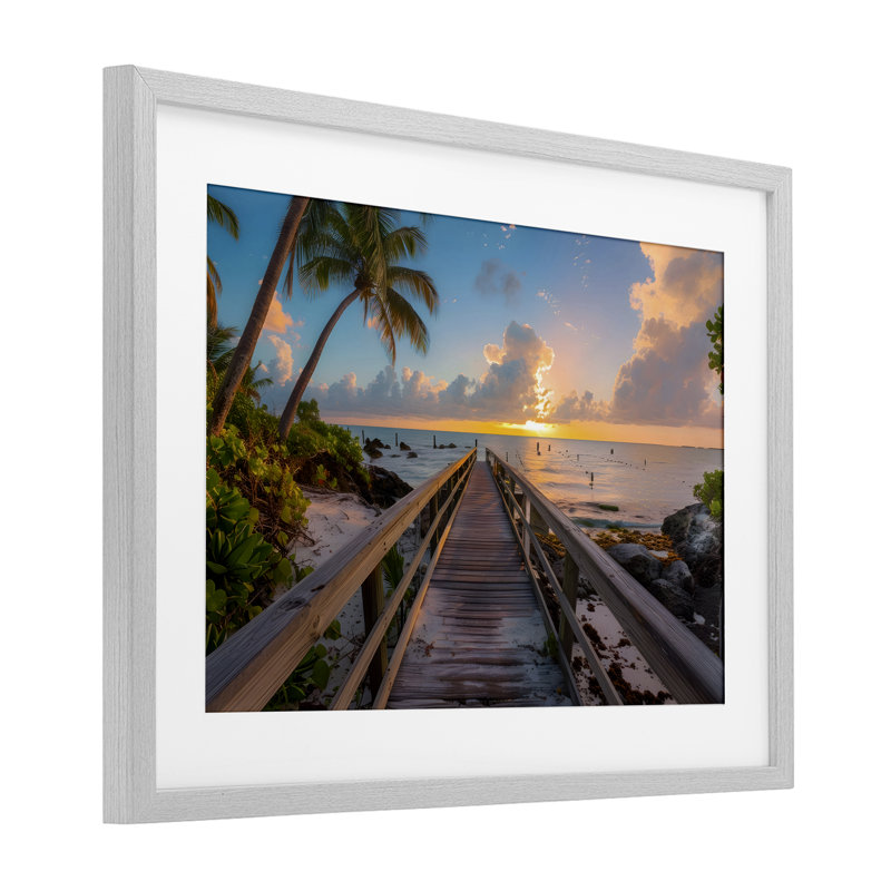 «Tropical Beach Dock», reproduction encadrée sous verre, design par LSR Creative Studio, H 14 po x l 20 po