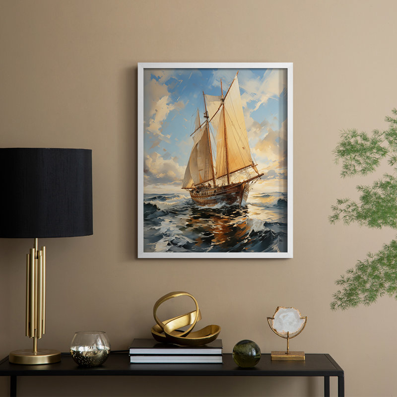 NAUTICAL Series CCG-III - Reproduction encadrée de qualité supérieure - Prêt à être accroché - Aucun clou requis