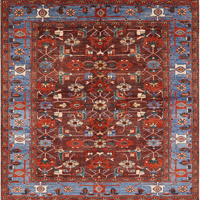 Tapis oriental rouge et bleu