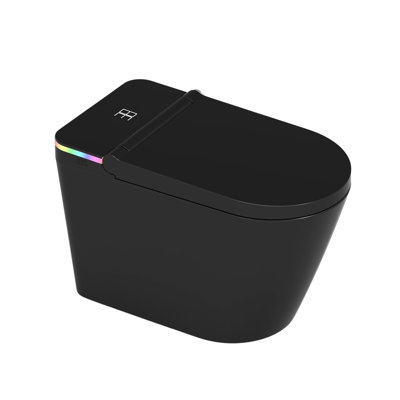 Toilette allongée intelligente noire avec bidet intégré 1,28 / 1,6 GPF Omish