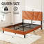 Base de lit tapissier grand antique brun, plateforme en métal avec rangement inférieur, assemblage facile, structure de capacité de poids adéquate en brun rétro, matelas carré sans ressorts, assemblage-630557830