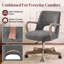 Chaise de bureau pivotante à hauteur ajustable avec roulettes - siège à dossier moyen en tissu, base en bois-636288512-636288513