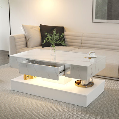 Table basse haute 16,93 po à DEL, table basse moderne pour le salon, tables de salon, grands meubles de salon, lumières DEL
