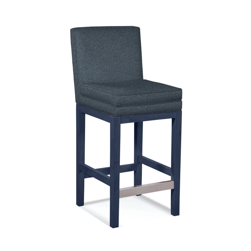 Upholstered Stool, Basic Blue; 0317-63, Nickel Finish